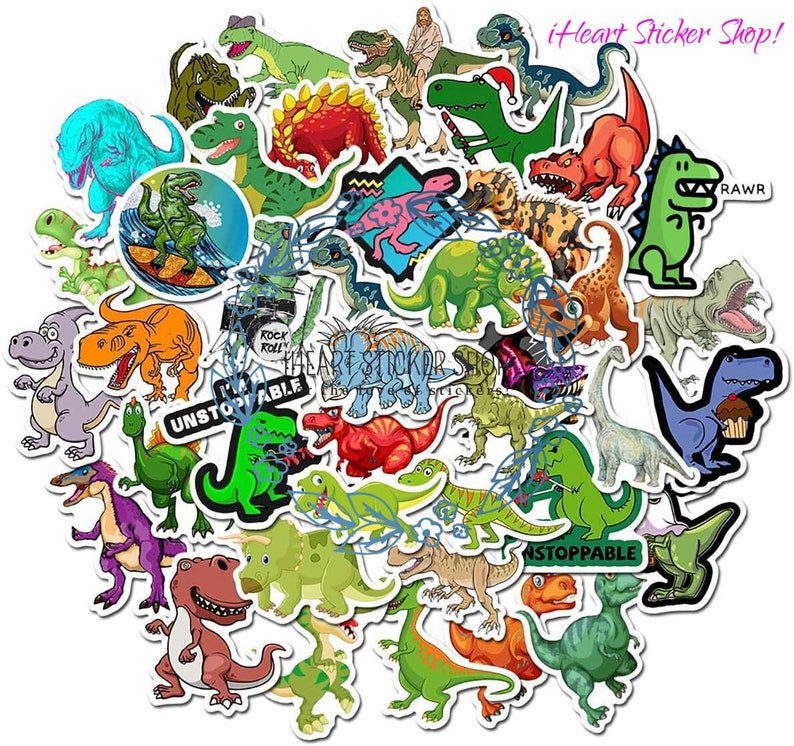 Dinosaur Sticker Packs Vinyl Stickers Water Resistant Etsy
