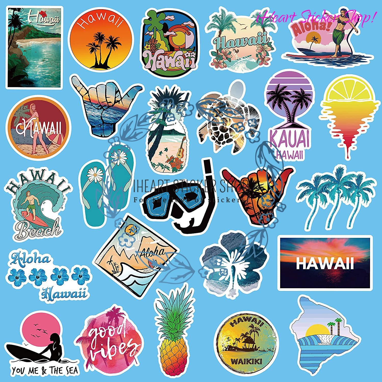 Hawaii Style Sticker Packs Vacation Stickers Beach Stickers | Etsy