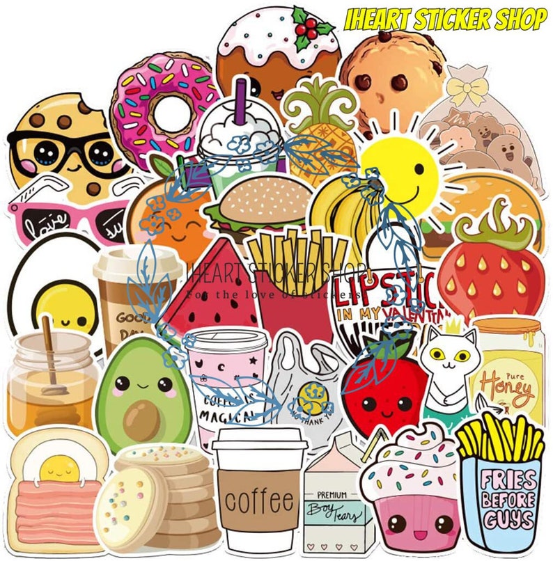 CUTE FOOD Sticker Packs VSCO Stickers Fun Food Stickers | Etsy
