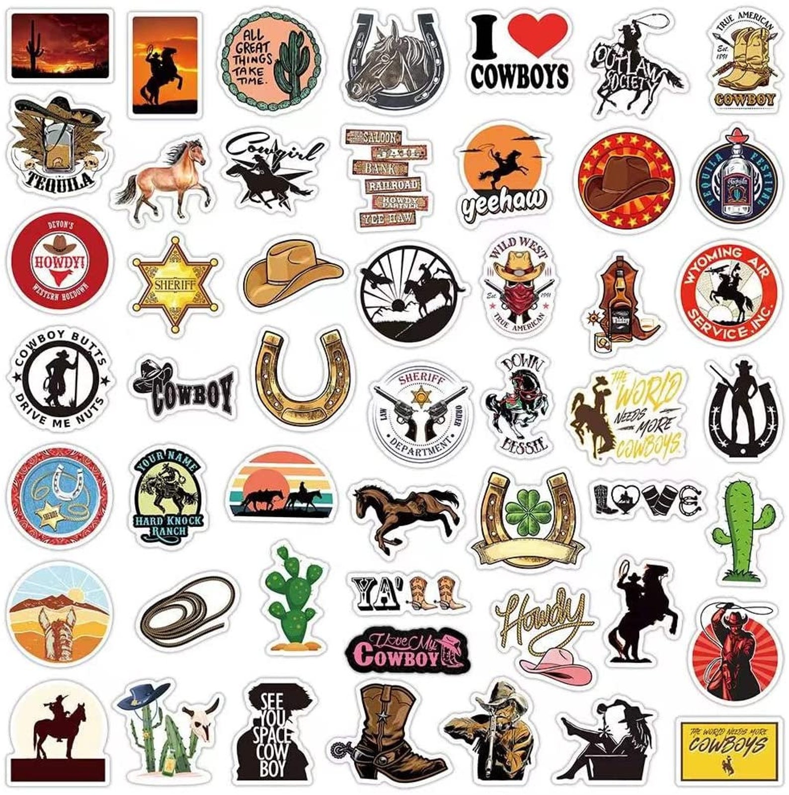 COWBOY Stickers Western Stickers Ranch Stickers - Etsy