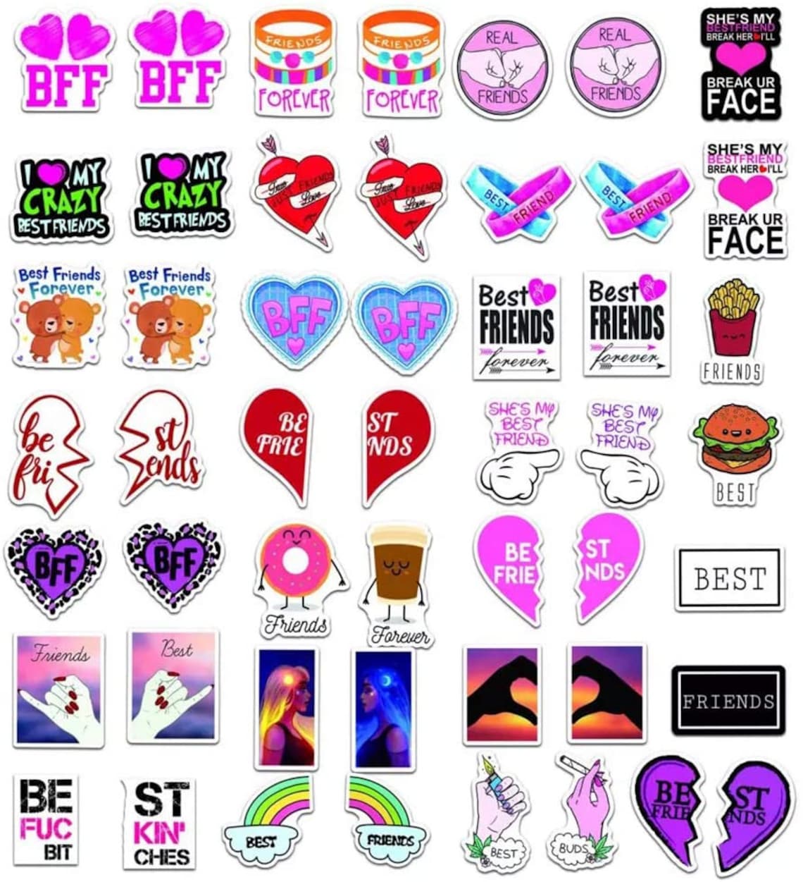 BFF Sticker Packs Friendship Stickers Best Friends Stickers Etsy
