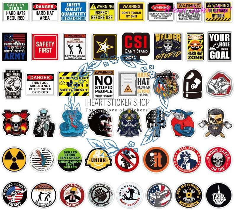 HARD HAT Sticker Packs Industrial Stickers Funny Stickers Etsy