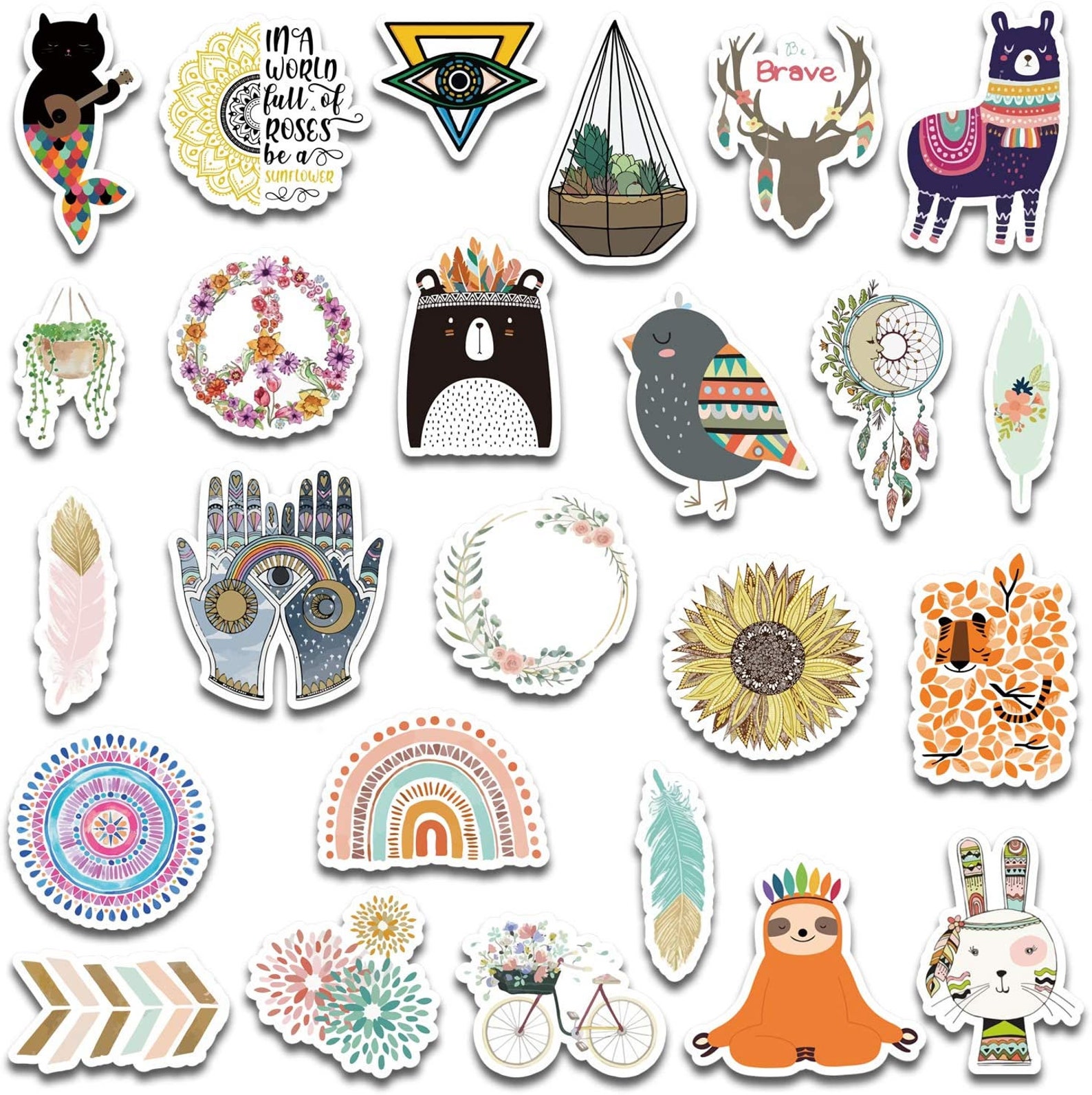 BOHO CHIC Sticker Packs Bohemian Hippie Stickers Etsy