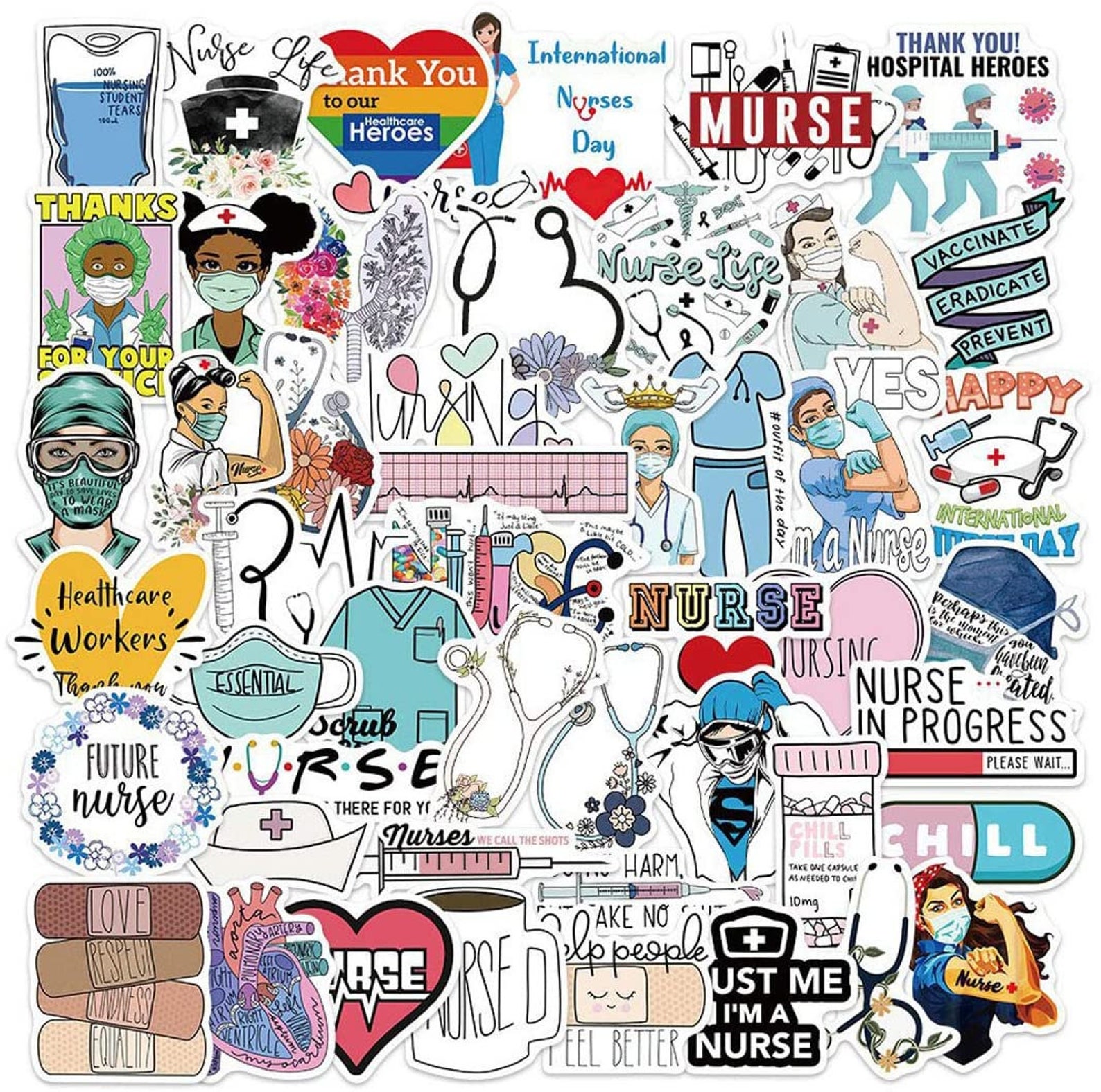 NURSING Sticker Packs Health Care Stickers Medical Stickers Etsy