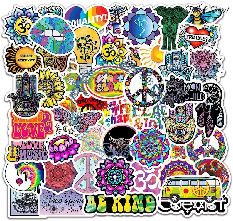 Psychedelic Sticker Packs Hippie Stickers Peace Stickers Etsy