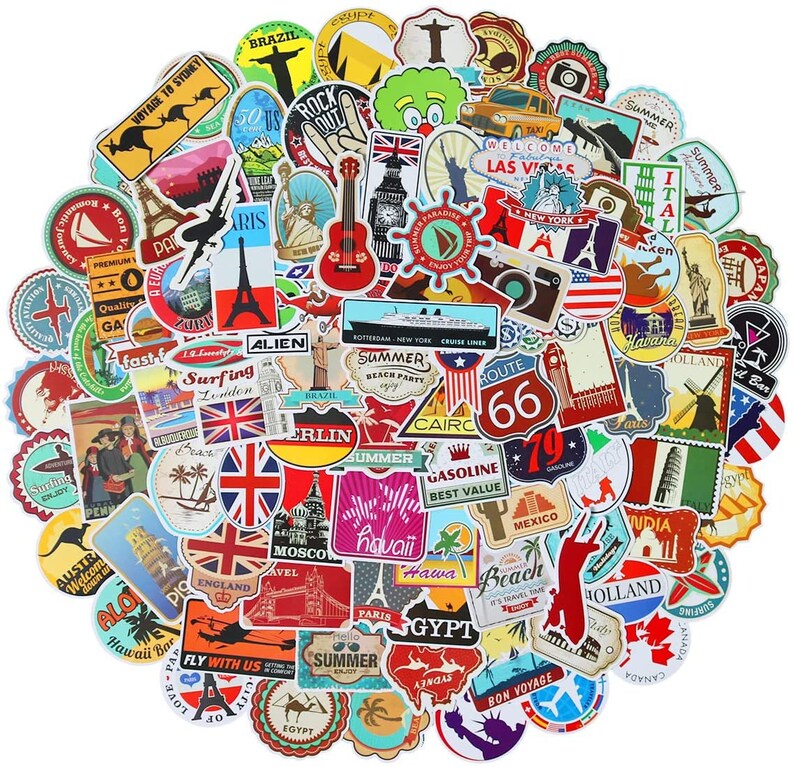 WORLD TRAVEL Sticker Packs Travel Style Stickers Vinyl | Etsy