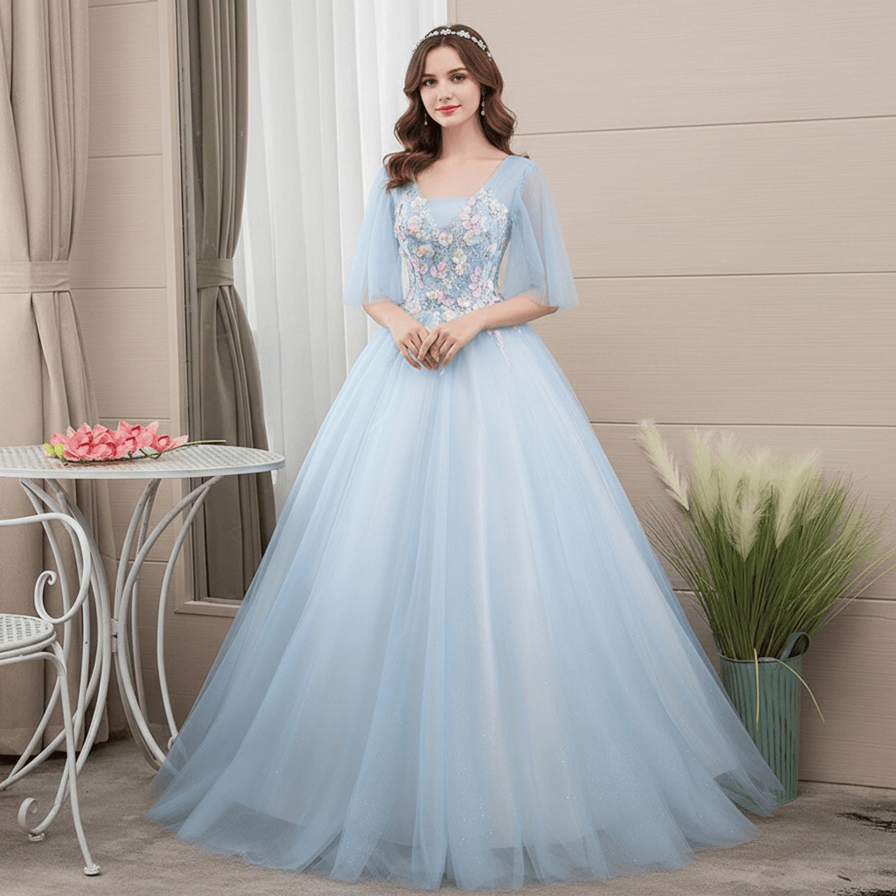navy blue dress for baby girl Nox Anabel T1501 Prom Dress - Fuchsia main image 0