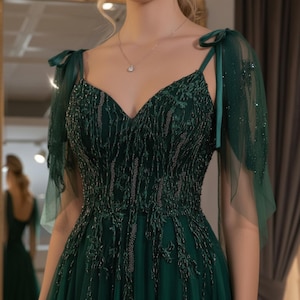 Dreamy Green Tulle Off Shouder Prom Dress,Party Ball Gowns,Bridal Dress,Wedding Shower Dress,Birthday Dress,Evening Dress,Floor Length Dress