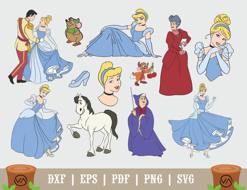 Cinderella Clipart SVG Bundle Cinderella svg disney svg | Etsy