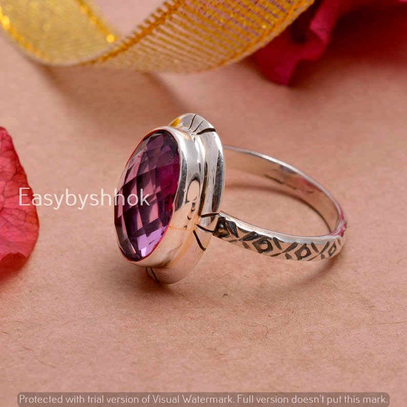 Beautiful Amethyst Natural Gemstone 925 Solid Sterling Silver Handmade Ring Woman Gift For Her