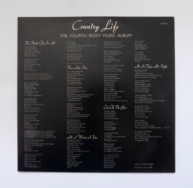 Roxy Music Country Life 12 Vinyl Record LP 1974 Etsy Roxy Music Country Life 12 Vinyl Record LP 1974 Etsy