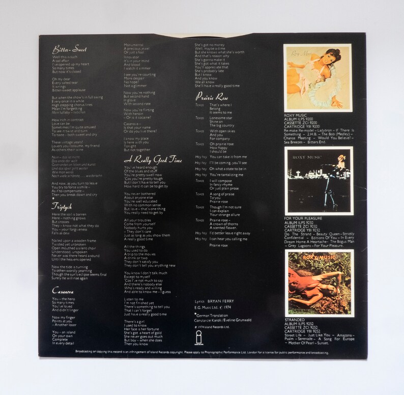 Roxy Music Country Life 12 Vinyl Record LP 1974 Etsy Roxy Music Country Life 12 Vinyl Record LP 1974 Etsy
