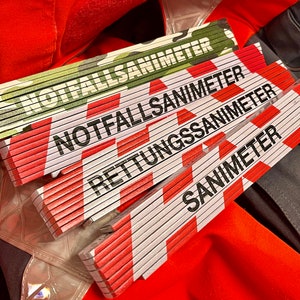 Notfallsanimeter (NotSan), Rettungssanitmeter (RettSan) oder Sanimeter (San) Holz Zollstock 2 Meter (Rettungsdienst)