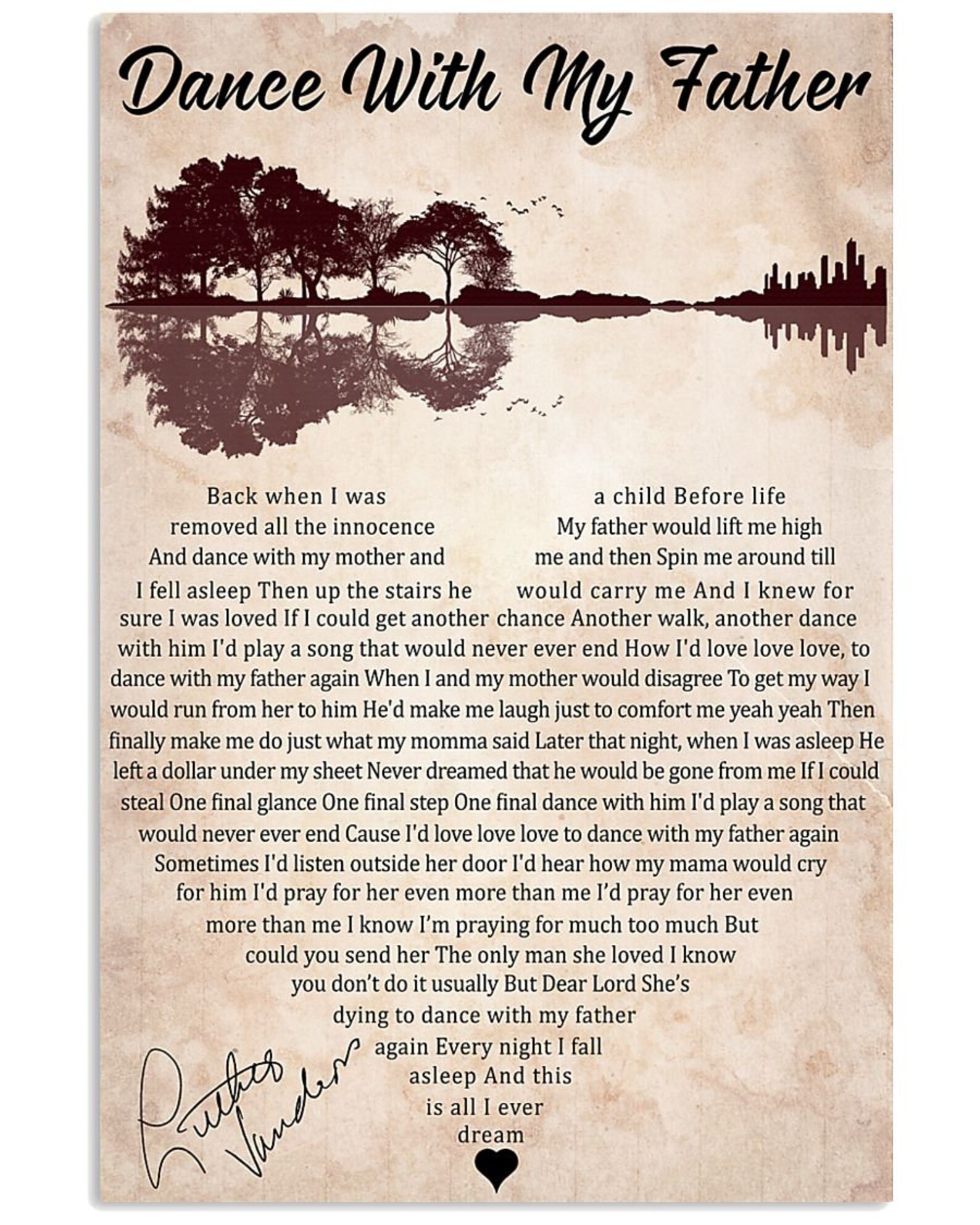 Dance With My Father Music Lyrics Canvas Framed Poster Wall Etsy
