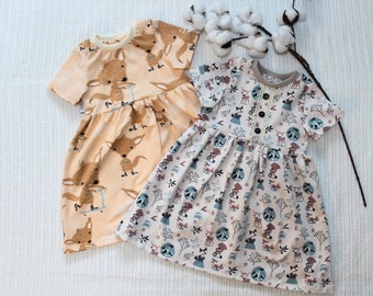 Dress Neelia/ ruffled dress made of organic jersey - motif selectable