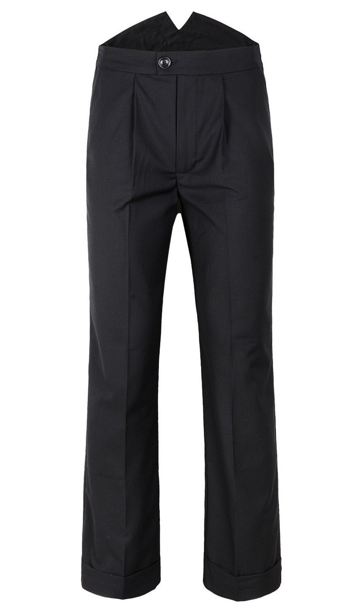 Mens 1940s Black Style Fishtail Back Trousers Etsy