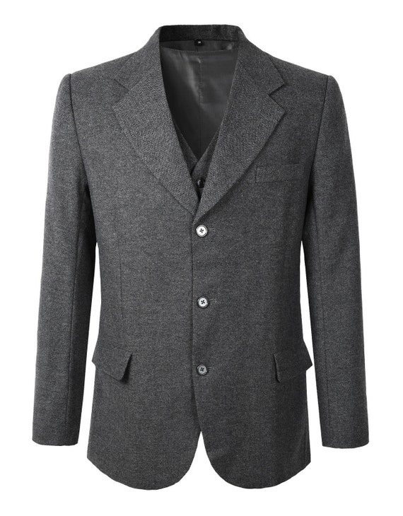 1920s 1930s Mens 3 Piece Dark Grey Herringbone Wool Suit - Etsy