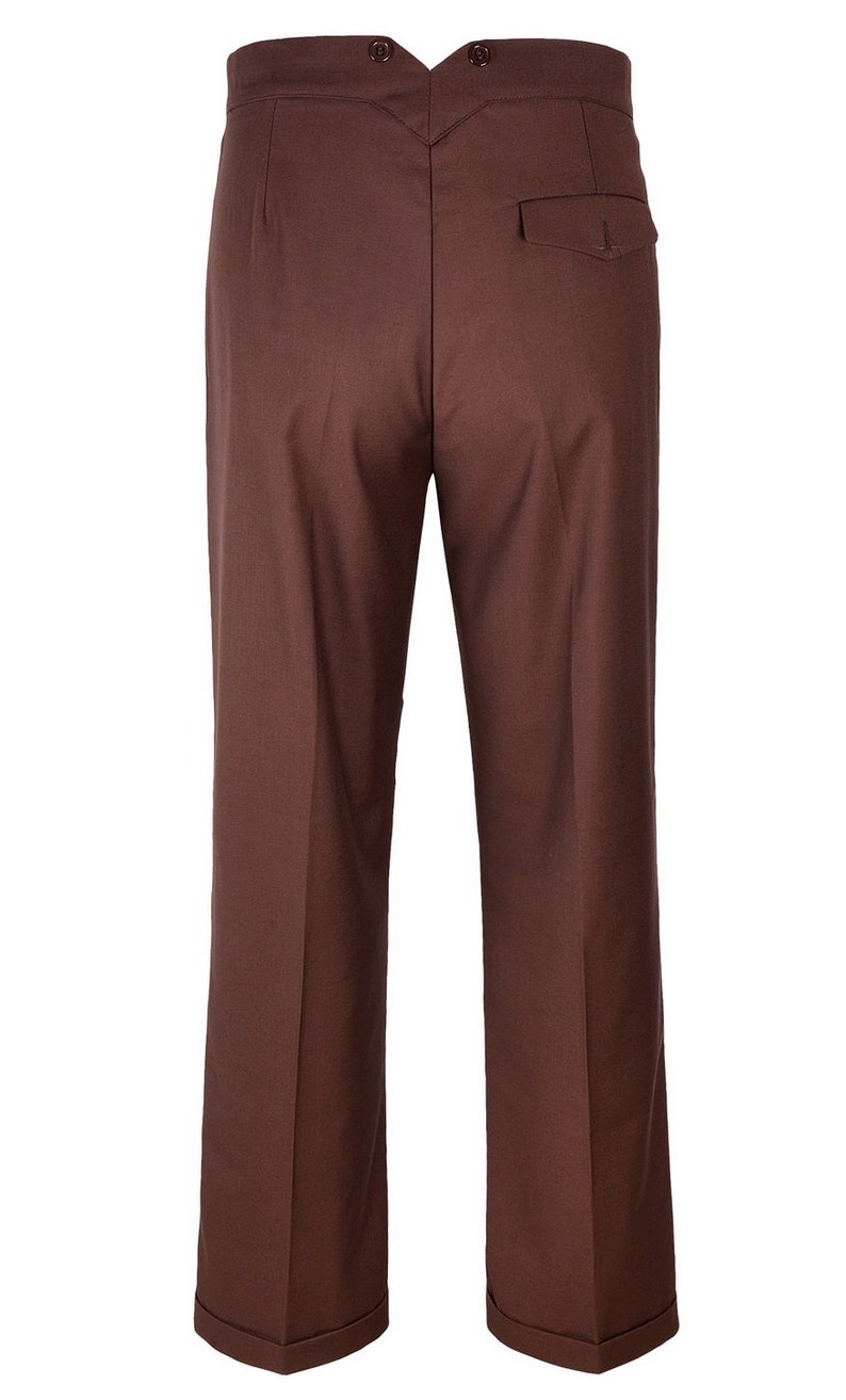 Mens 1940s Brown Swing Vintage Style Fishtail Look Trousers 2 Etsy