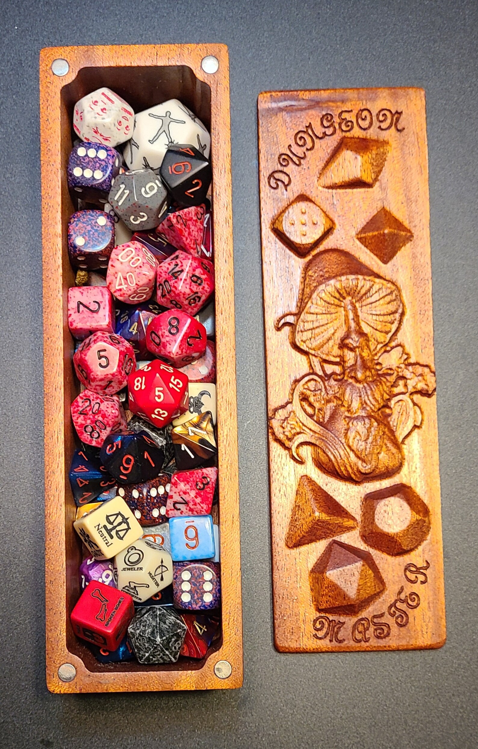 Custom CNC Carved Large Dice Box / Vaults mahogany Dungeon Etsy