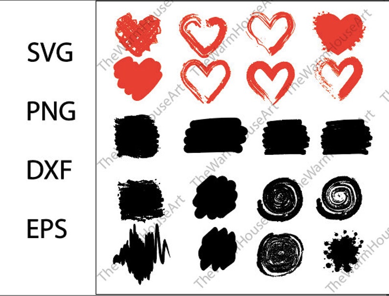 Bundle Brush Strokes SVG Heart Brush Strokes Commercial Use Etsy