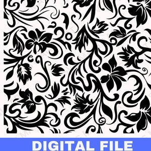 Seamless Scroll Pattern Svg,vector Seamless,floral Pattern, Digital ...