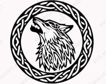 Wolf Celtic circle svg, Celtic Wolf Face,Mystic Wolf Head png,Fenrir,Norse Mythology,Wolf Svg ,Norse Viking,dxf,Cricut and Silhouette Print