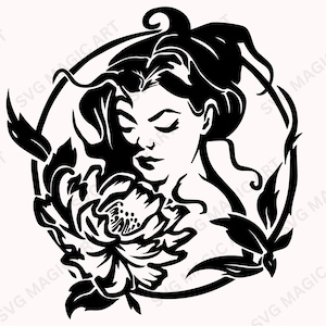 Floral girl svg,woman in flowers svg,girl flowers silhouette,gift for mom,international women&#39;s day svg,Mother day svg,svg for Cricut