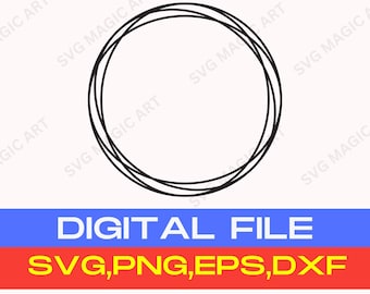 Circle Frame svg,Circle svg,Sketch Circle svg,Doodle Circle Cricut,Doodle Circle Silhouette svg,Thick Layered Circle Frame Svg,monogram svg