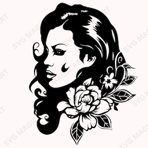 Floral Woman Head Silhouette SVG,Floral Girl SVG,flower girl svg ,international women&#39;s day svg,Woman&#39;s Day svg,svg for Cricut