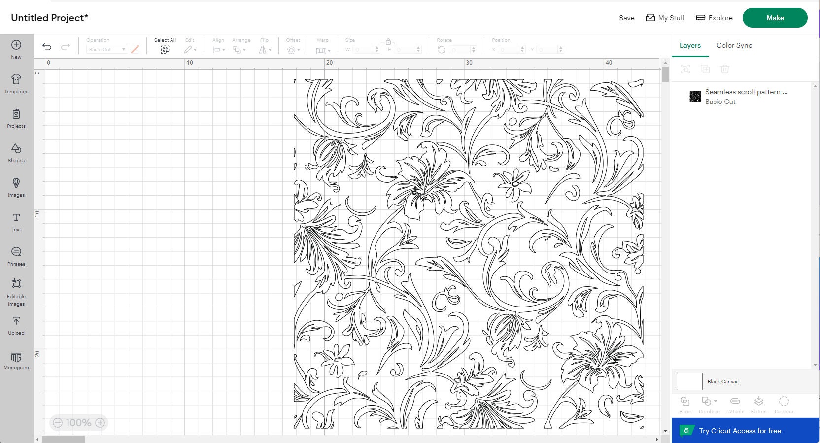 Seamless Scroll Pattern Svg,vector Seamless,floral Pattern, Digital ...