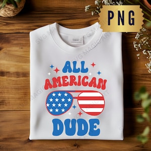 All America Dude PNG, 4 de julio PNG, America Boy PNG, Patriótico, Retro 4 de julio para camisa, gafas de sol con la bandera de los Estados Unidos de América