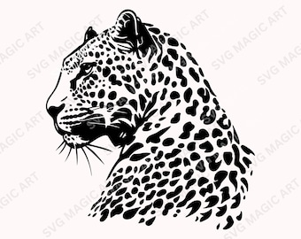 Leopard Head SVG, Jaguar Svg, Leopard Clipart, Leopard Files for Cricut,Paper Cut Out, Png, Dxf, Leopard Silhouette, Animals Silhouette