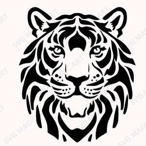 Tiger Gesicht SVG, Tiger Kopf SVG, Tiger geschnitten Datei, Tiger Clipart, Tiger Kopf Cricut Datei für Cricut und Silhouette Print