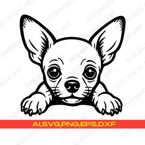 Chihuahua Peeking SVG, Chihuahua Head Svg,Portrait dog svg,Chihuahua mom svg,Files Laser SVG Cut File,Files for Cricut, Png Dxf, silhouette