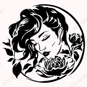 Floral girl svg,woman in flowers svg,girl flowers silhouette,international women&#39;s day svg,Mother day svg,svg for Cricut