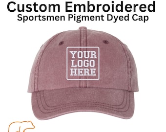 Custom Embroidered Hat Sportsman Pigment Dyed Hat Custom Logo Cap Personalized Design Monogrammed Hat Custom Design Hat