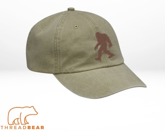 Bigfoot Embroidered Hat, Embroidered Sasquatch Yeti Dad Hat, Unique Made to Order, Customized Dad Hat, Summer Sun Protection Hat, Hiking Hat