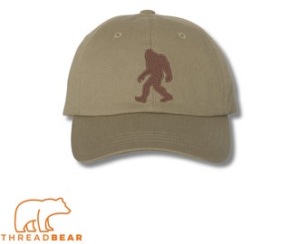 Bigfoot Embroidered Hat, Embroidered Sasquatch Yeti Dad Hat, Unique Made to Order, Customized Dad Hat, YP Classics, Hiking Hat