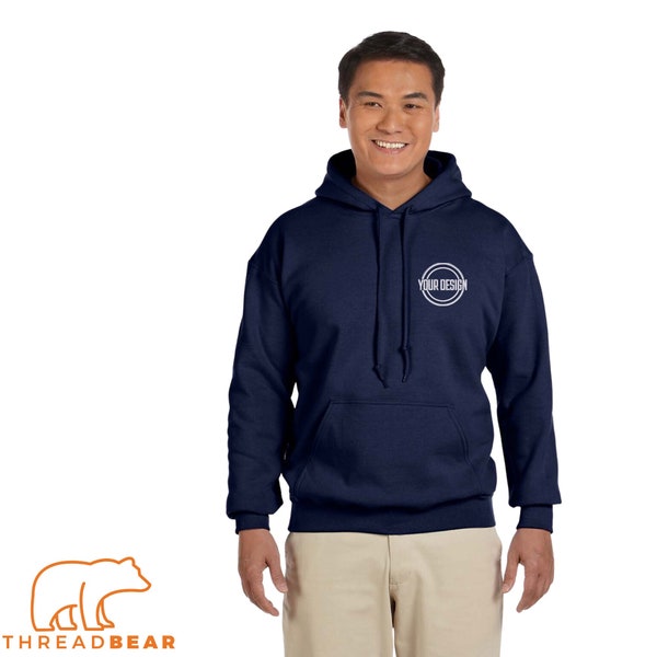 Custom Embroidered Hoodie, Gildan Adult Heavy Blend, Custom Logo Hooded Sweatshirt, Personalized Logo, Custom Embroidery, Custom Monogrammed