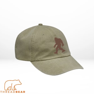 Bigfoot Embroidered Hat, Embroidered Sasquatch Yeti Dad Hat, Unique Made to Order, Customized Dad Hat, Summer Sun Protection Hat, Hiking Hat