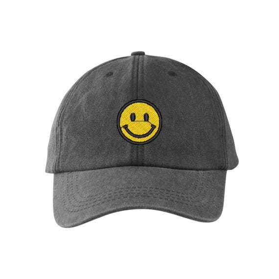 Embroidered Smiley Face Hat: Adjustable Comfort Cap