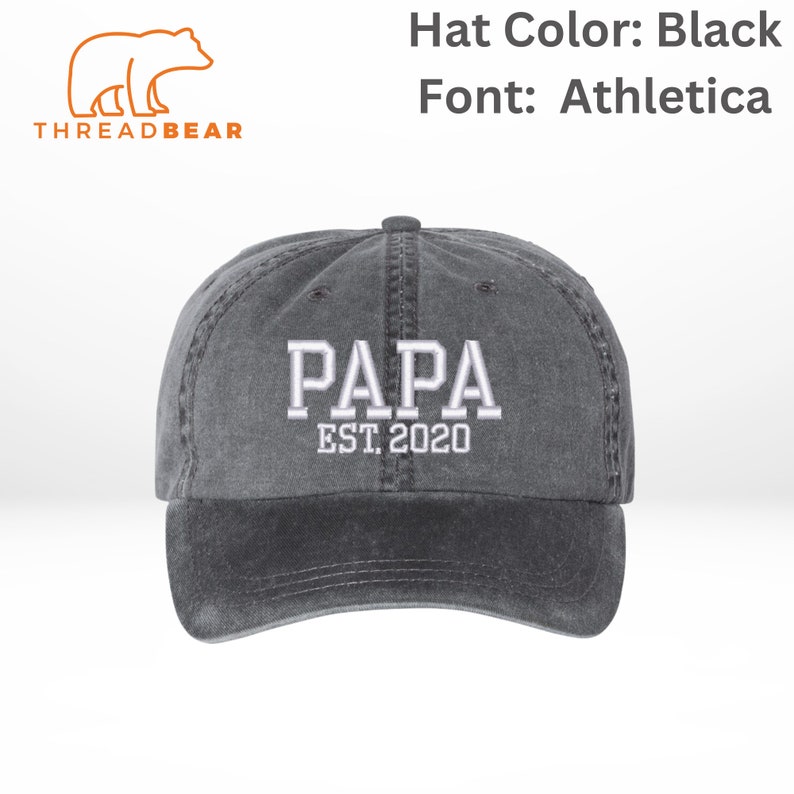 Custom Embroidered Hat Papa Hat Dad Hat Grandpa Hat Father's Day Hat Gift Grandad Cap Black