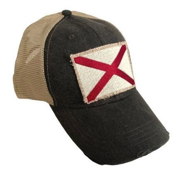 Alabama Flag Trucker Hat Embroidered Patch Black Etsy