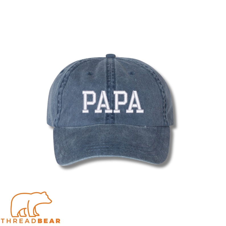 Custom Embroidered Hat Papa Hat Dad Hat Grandpa Hat Father's Day Hat Gift Grandad Cap Navy (Profile)