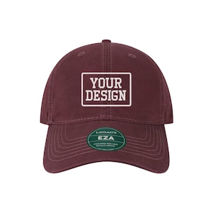 Custom Embroidered Dad Hat, Personalized Baseball Cap, Custom Text or Logo, Adjustable Unstructured Cap, Legacy Brand (EZA)