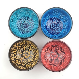 Hand Painted Ceramic Bowls(8 cm) - Handmade Turkish Pottery