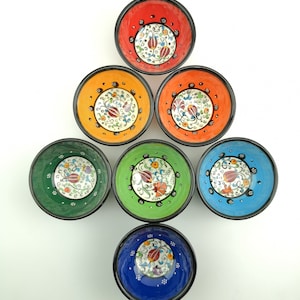 Hand Painted Ceramic Bowls(8 cm) - Handmade Turkish Pottery