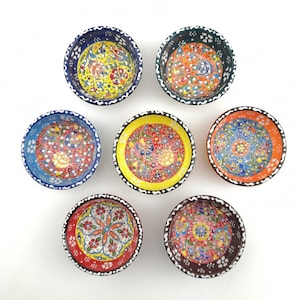 Hand Painted Ceramic Bowls - Small(8 cm) - Handmade Turkish Pottery