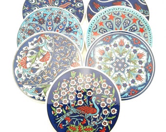 Handgefertigter Untersetzer aus Keramik - Anatolisches Design Blumenmuster Blumenform Iznik