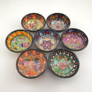 Hand Painted Ceramic Bowls(8 cm) - Handmade Turkish Pottery